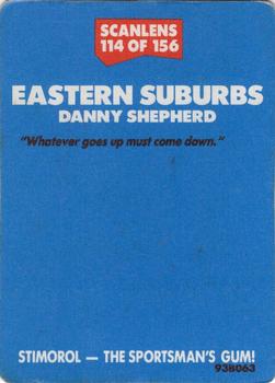 1989 Scanlens #114 Danny Shepherd Back